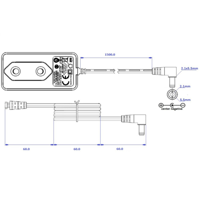 Rysunek techniczny zasilacza POSB09100A (-)